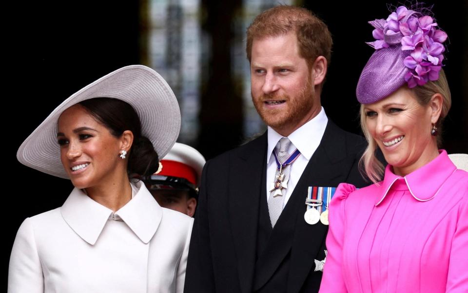 The Duke and Duchess of Sussex with Zara Tindall at the service of thanksgiving at St Paul's Cathedral - Henry Nicholls/AP