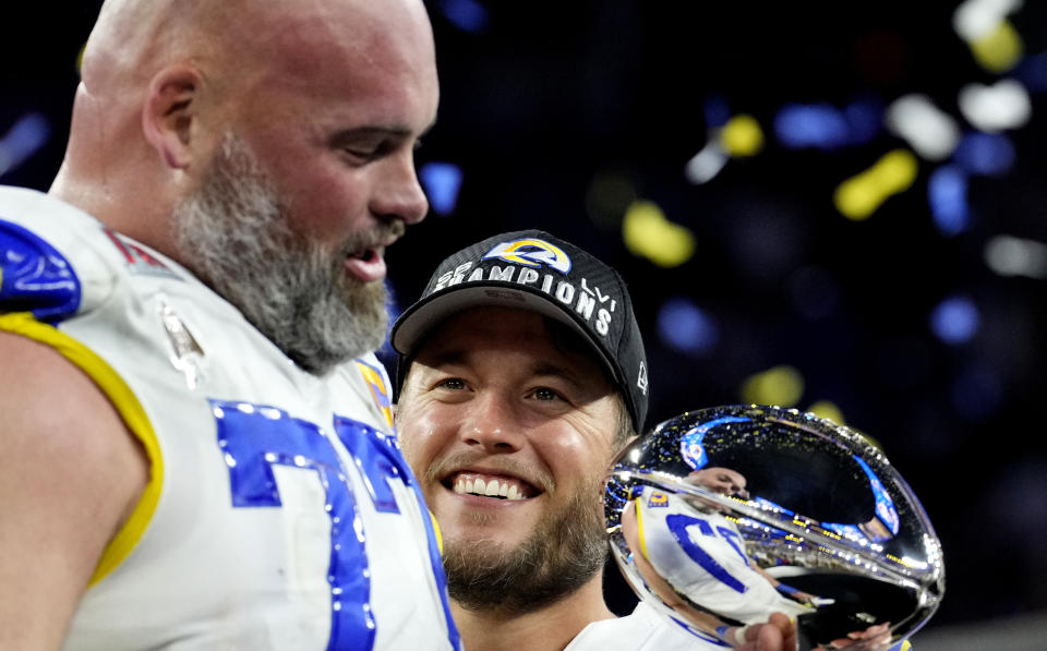 As great as the outlook seems right now for Andrew Whitworth, Matthew Stafford and the Los Angeles Rams, it's very hard to repeat in the NFL. (Photo by Keith Birmingham/MediaNews Group/Pasadena Star-News via Getty Images)