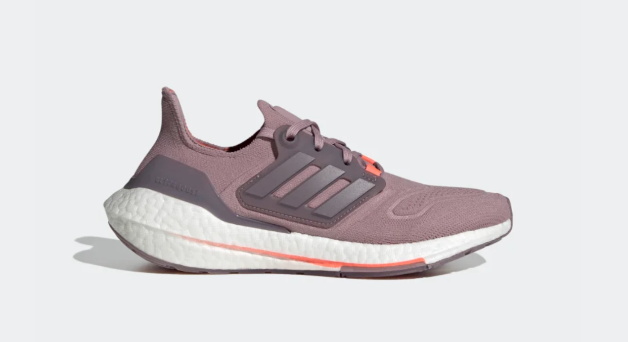 Mauve Ultraboost sneakers. 