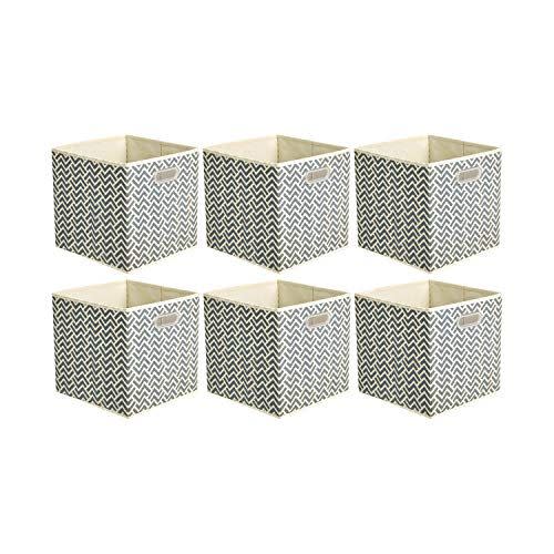 1) Collapsible Fabric Storage Cubes with Oval Grommets, 6-Pack
