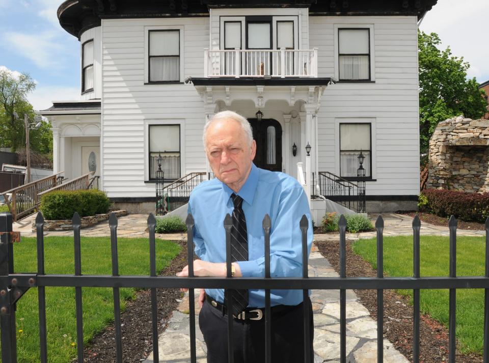 Peter A. Stefan in front of the funeral home in 2013, when his decision to conduct funeral arrangements for Tamerlan Tsarnaev, the Boston Marathon bomber, drew protests.