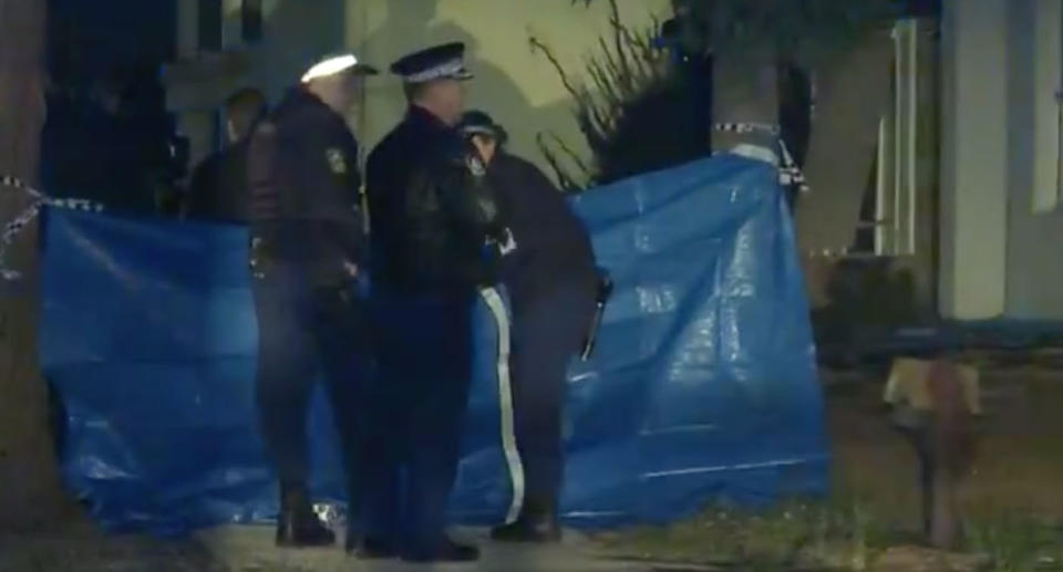 Police on the scene in Sydney's west. Source:  7News