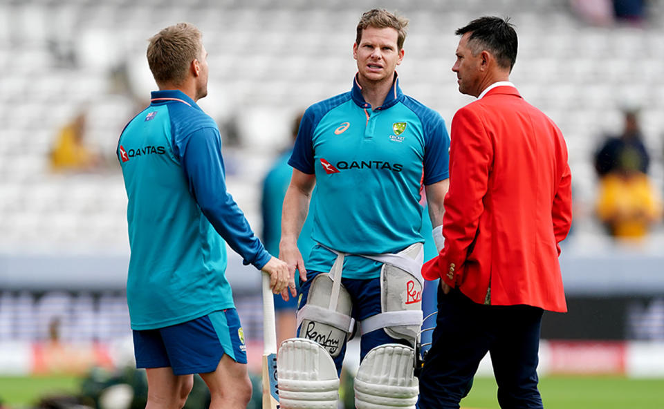 David Warner and Steve Smith, pictured here with Ricky Ponting. 