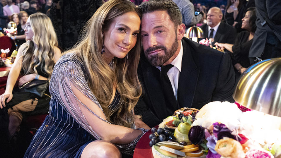 LOS ANGELES, CALIFORNIA - FEBRUARY 05: Jennifer Lopez and Ben Affleck seen during the 65th GRAMMY Awards at Crypto.com Arena on February 05, 2023 in Los Angeles, California. (Photo by John Shearer/Getty Images for The Recording Academy)