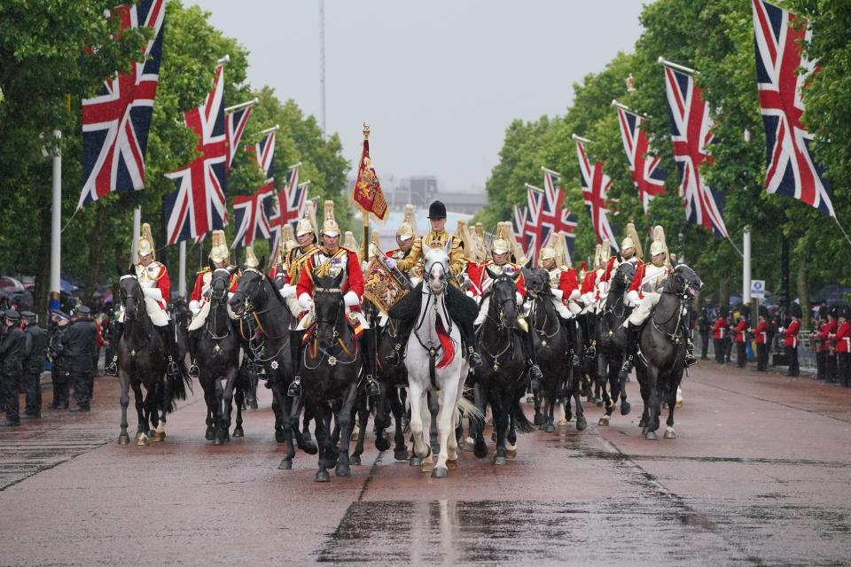 Thundery showers and rain impacted the Trooping the Colour (Jonathan Brady/PA Wire)