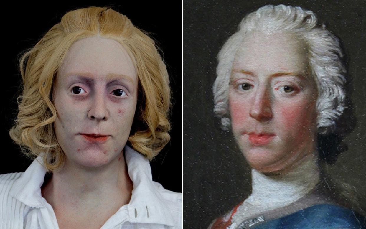 Prince Charles Edward Stuart, as he was portrayed in the eighteenth century -alongside the newly released imagining from the University of Dundee