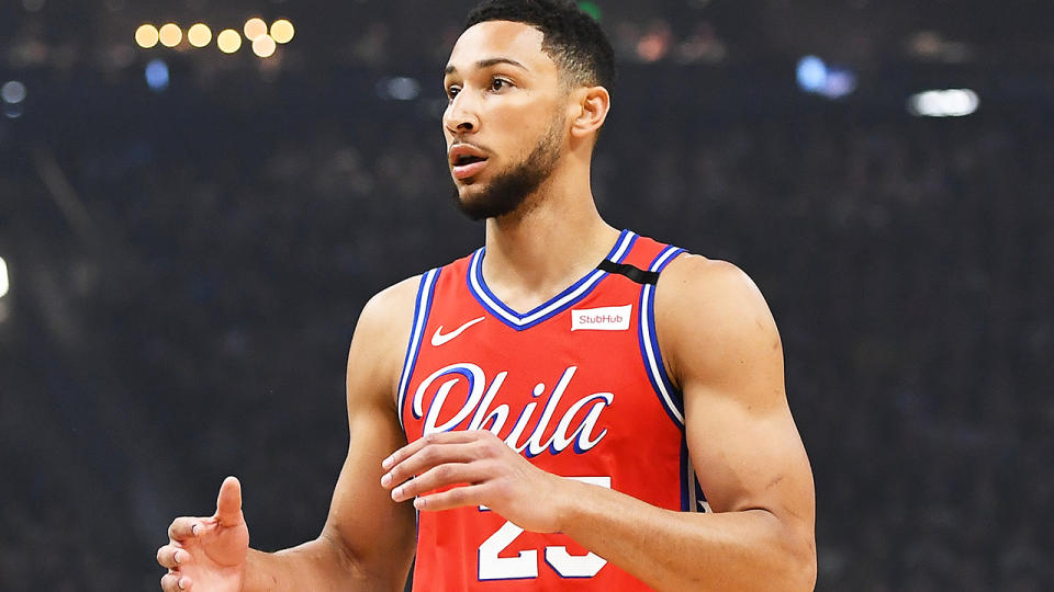 Ben Simmons is pictured playing for the Philadelphia 76ers. 