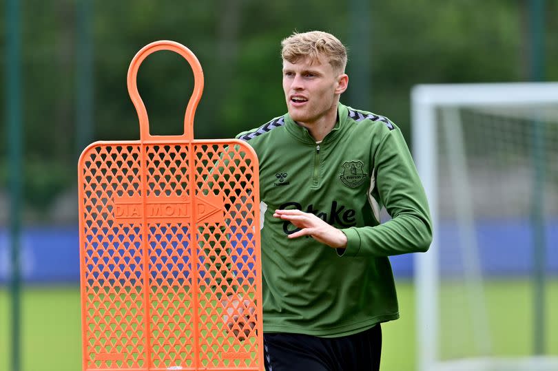 Jarrad Branthwaite during an Everton training session