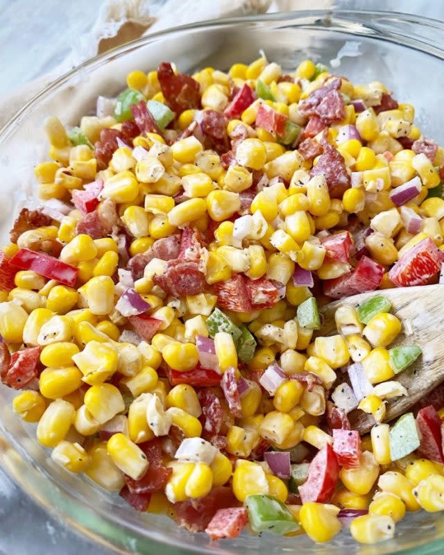 <p>Black People's Recipes</p><p>Southern corn salad is simple side dish with lots of flavor. Perfect for your next picnic, a potluck, or Sunday dinner, this easy corn salad a crowd pleaser.</p><p><strong>Get the recipe: <a href="https://blackpeoplesrecipes.com/southern-corn-salad/" rel="nofollow noopener" target="_blank" data-ylk="slk:Southern Corn Salad;elm:context_link;itc:0;sec:content-canvas" class="link rapid-noclick-resp">Southern Corn Salad</a></strong></p>