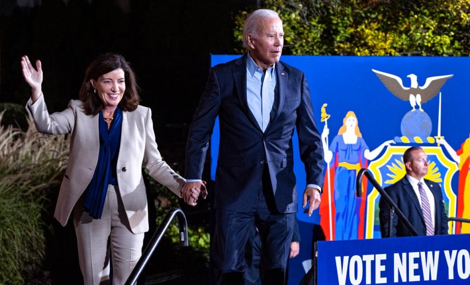 President Joe Biden and New York Governor Kathy Hochul (AP)