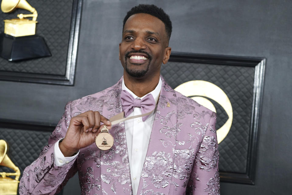 J. Ivy arrives at the 65th annual Grammy Awards on Sunday, Feb. 5, 2023, in Los Angeles. (Photo by Jordan Strauss/Invision/AP)