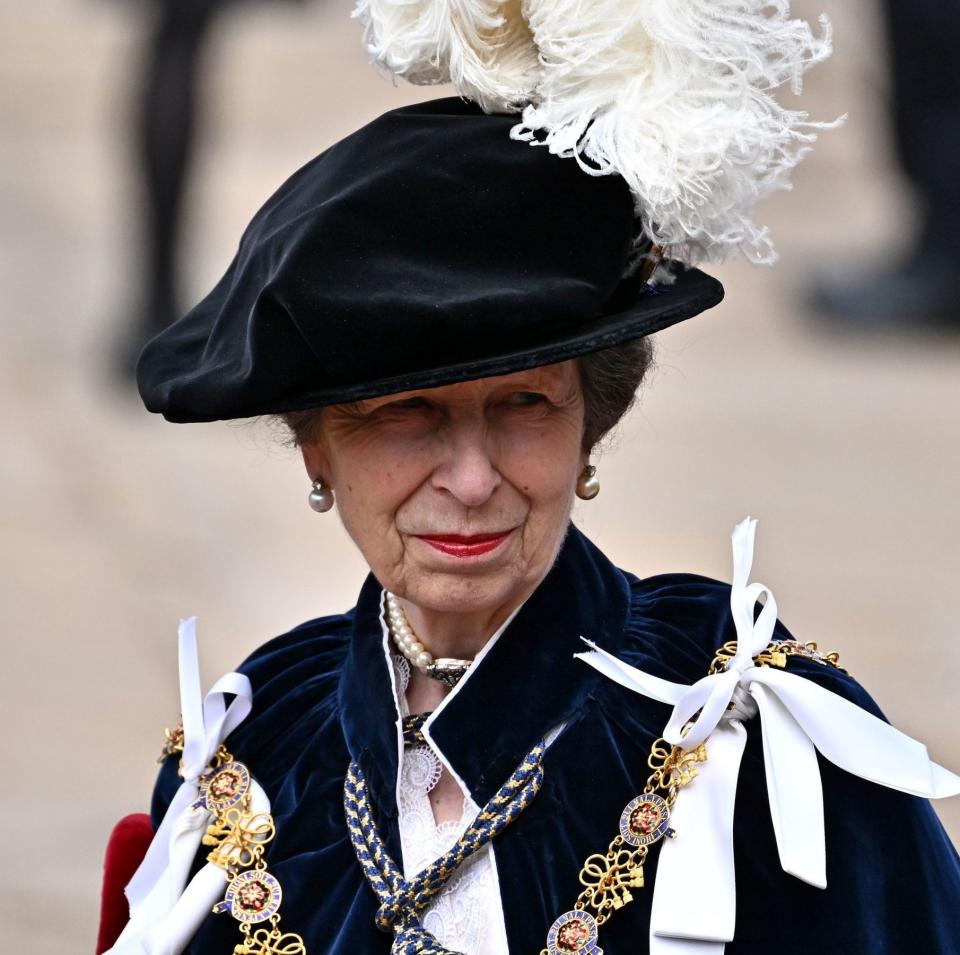 Prince Andrew was due to sit between the Princess Royal (pictured) and the Duchess of Cornwall - Ben Stansall 