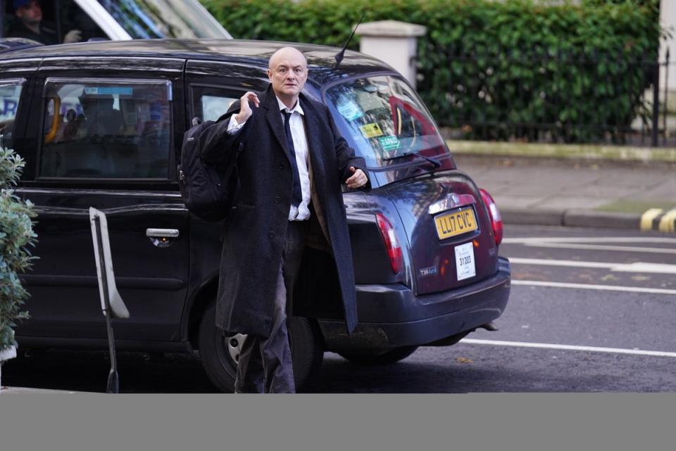 Dominic Cummings arrives to give a statement to the UK Covid-19 Inquiry at Dorland House in west London (James Manning/PA Wire)