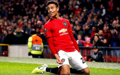 Mason Greenwood celebrates scoring United's second goal of the game - Credit: PA