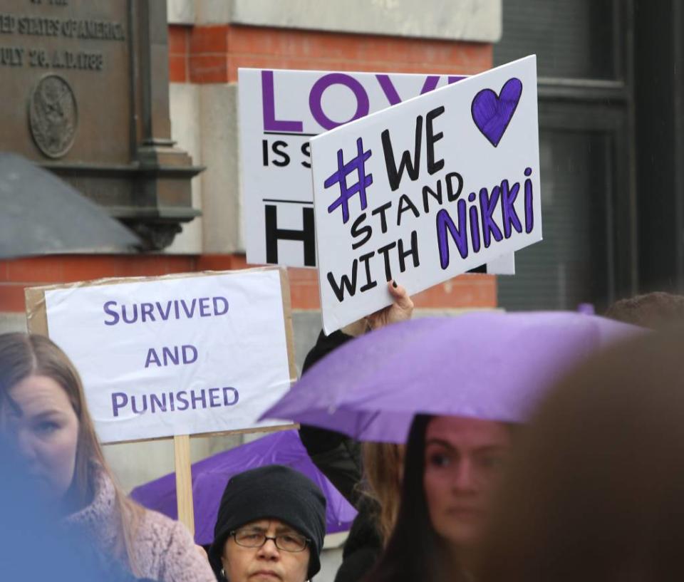 Supporters of Nicole Addimando gathered outside of the Dutchess County Courthouse prior to Addimando’s sentencing on February 11, 2020. Patrick Oehler/Poughkeepsie Journal, Poughkeepsie Journal via Imagn Content Services, LLC