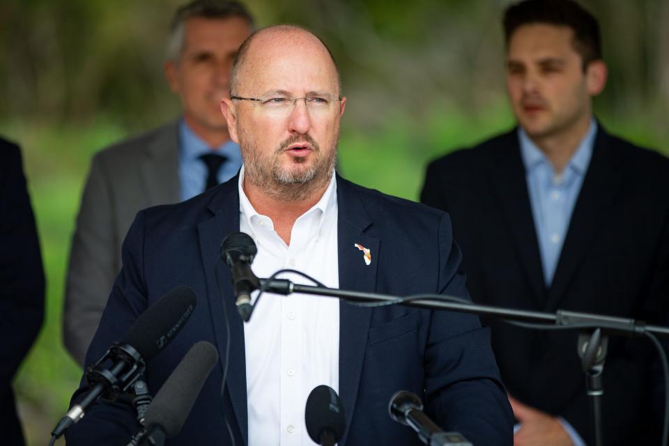 FDEM Executive Director Kevin Guthrie speaks during a groundbreaking ceremony held at the site of the new Emergency Operations Center on Wednesday, Sept. 20, 2023.