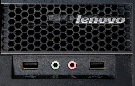 FILE PHOTO - A Lenovo logo is seen at the computer in Kiev, Ukraine April 21, 2016. REUTERS/Gleb Garanich/File Photo