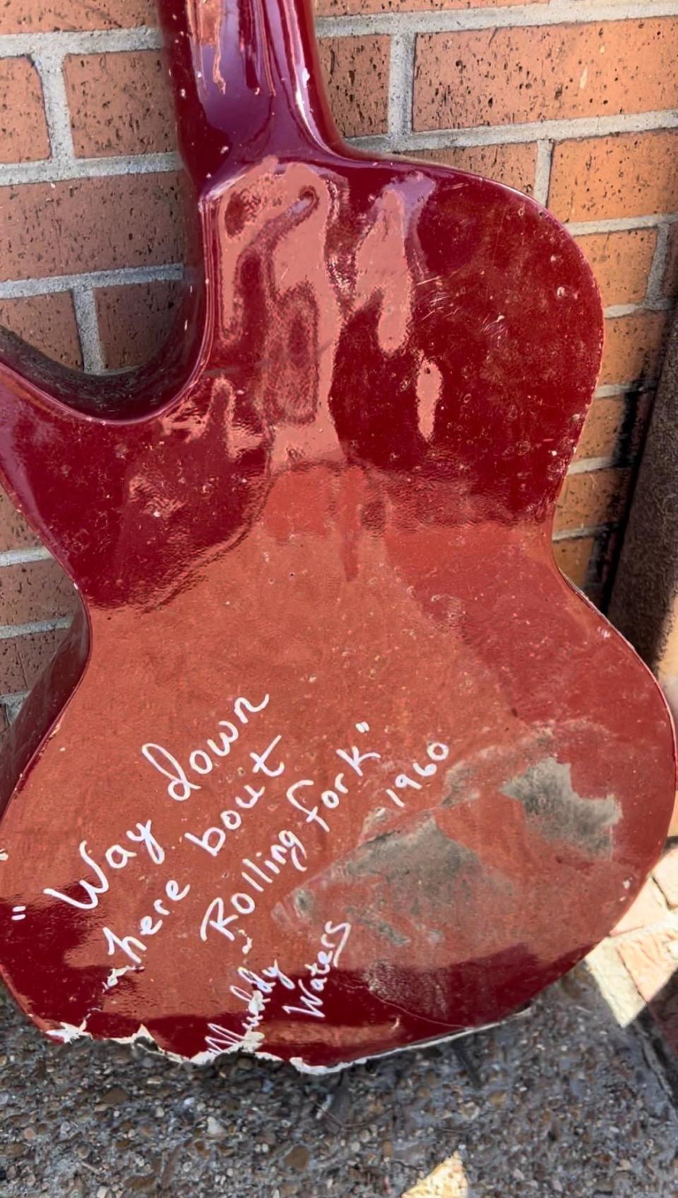 Muddy Waters considered Rolling Fork his home. A guitar sculpture bearing his autograph was discovered after the storm.