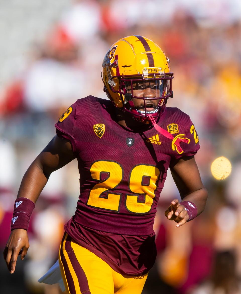 Nov 27, 2021; Tempe, Arizona, USA; Arizona State Sun Devils defensive back D.J. Taylor (29) against the Arizona Wildcats at Sun Devil Stadium.