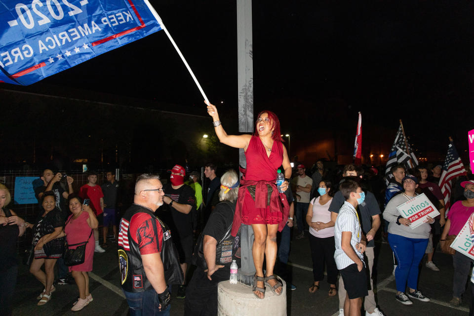 Trump supporters at the Maricopa County Elections office in Phoenix, Ariz., on Nov. 5, 2020.<span class="copyright">Sinna Nasseri for TIME</span>