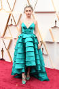 The "Little Women" and Best Supporting Actress nominee in a ruffled teal gown by Louis Vuitton.