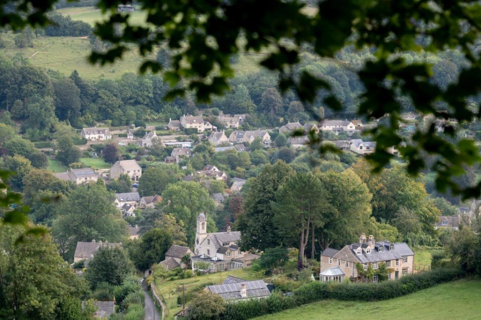 An aerial view of the Cotswolds village of Sheepscombe. In Pictures via Getty Images
