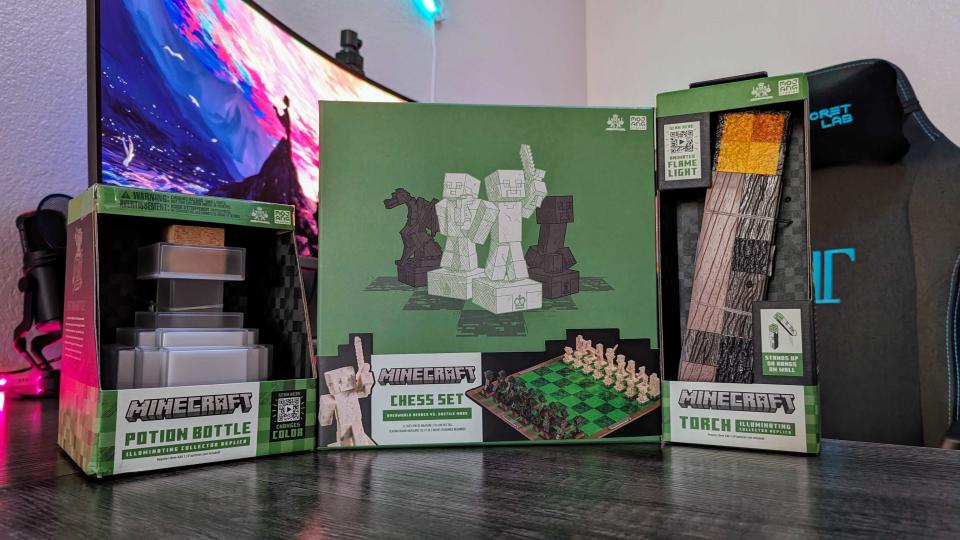 Image of the Minecraft x The Noble Collection collectibles.