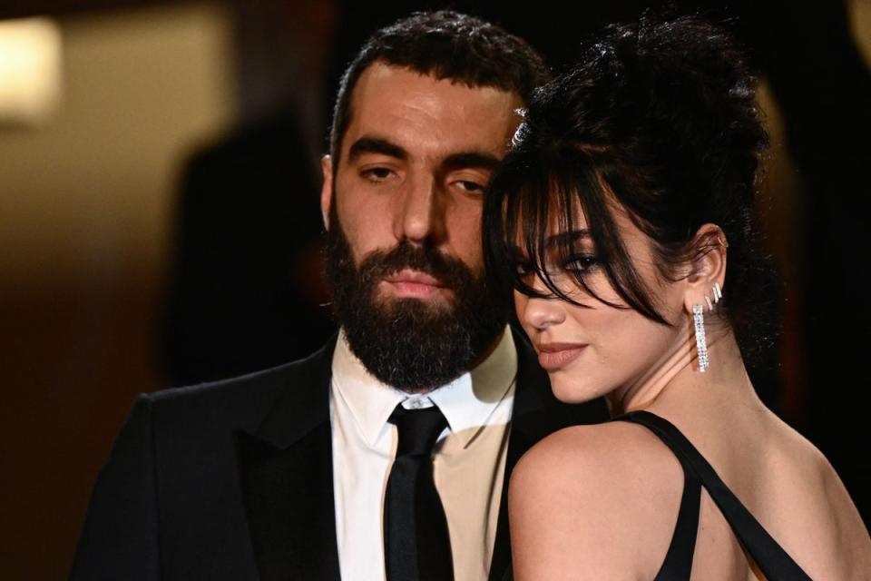 Lipa pictured with her boyfriend, French director Romain Gavras (AFP via Getty Images)