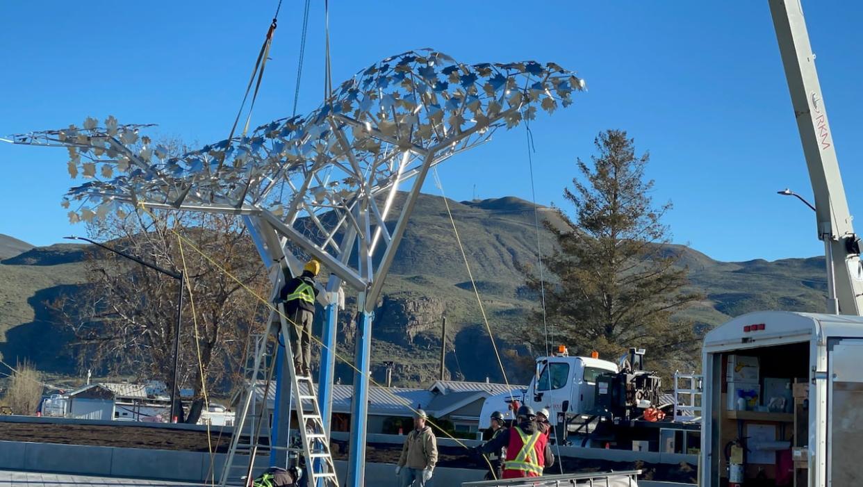 The stainless steel structure is located near the Kamloops airport. (Jennifer Norwell/CBC - image credit)