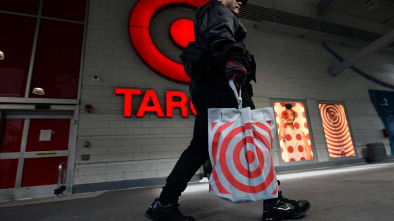 A shopper outside a Target store.