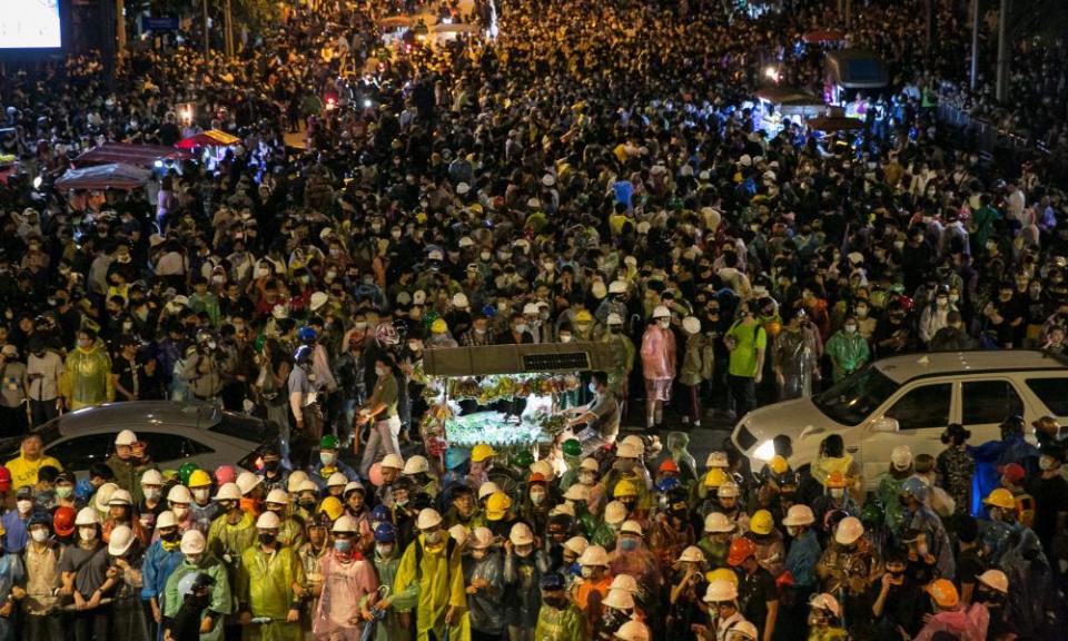 Pro-democracy protesters attend a rally in Bangkok, Thailand