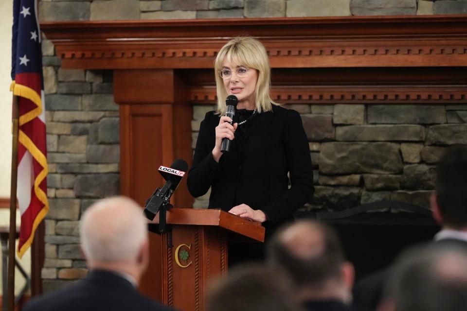 Former Juvenile Court Judge Melissa Powers is elected to succeed Joe Deters as the next Hamilton County Prosecutor during a meeting at Clovernook Country Club in the North College Hill neighborhood of Cincinnati on Thursday, Jan. 19, 2023.