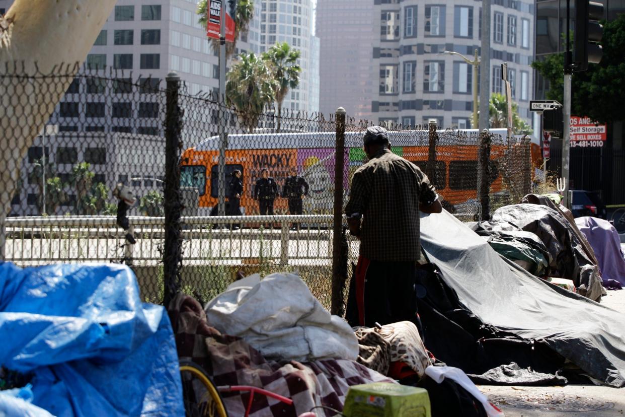 A camp for homeless people in Los Angeles, California: AP