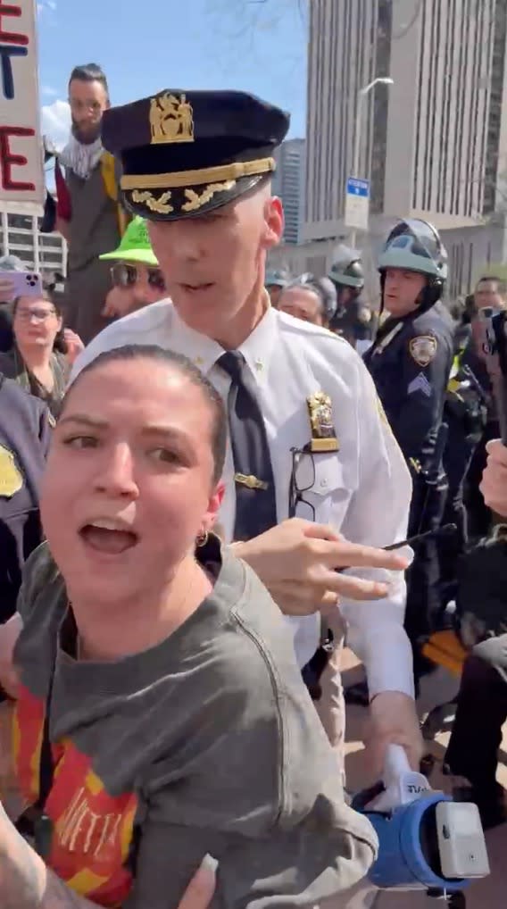 Beaudette and other officers responded to the protest on the Brooklyn Bridge. NY Post/Jack Morphet