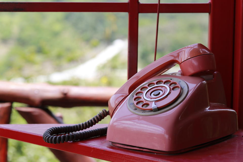 A landline telephone