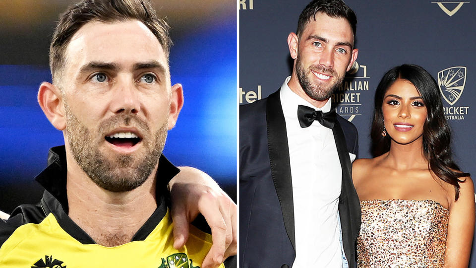 Glenn Maxwell, pictured here with his wife at the Cricket Australia Awards.