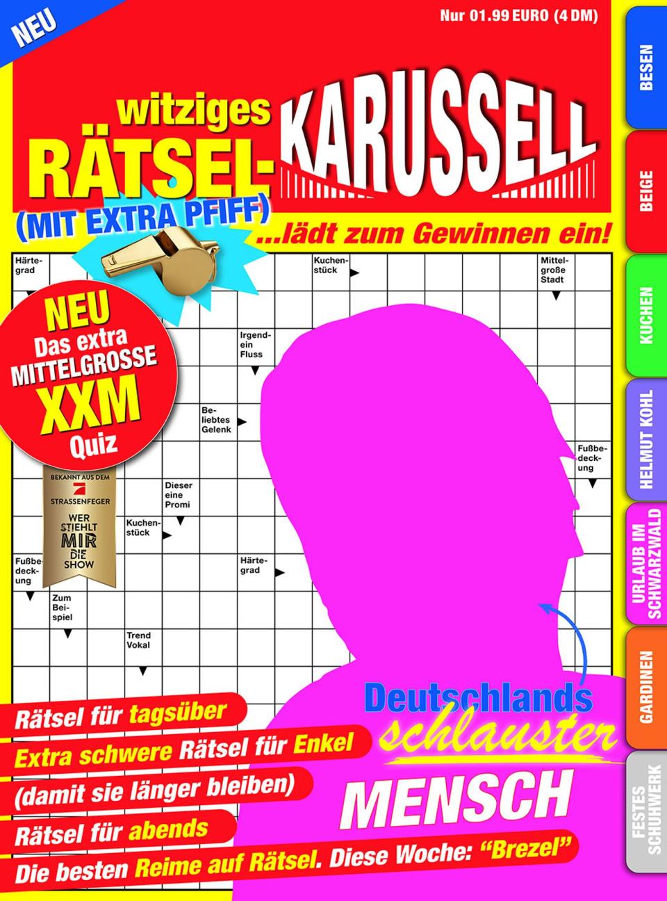 Welches Gesicht wird wohl das Cover des neuen Rätselhefts "Witziges Rätsel-Karussell" zieren? (Bild: ProSieben)