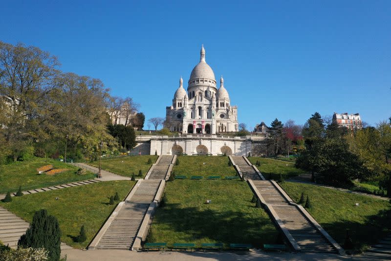 FILE PHOTO: Aerial view of empty streets around monuments in Paris during coronavirus disease outbreak