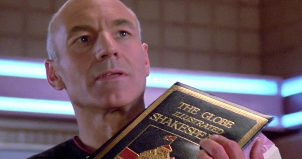 Picard's giant book of Shakespearean plays, from the episode "Hide and Q." 