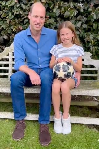 <p>The Prince and Princess of Wales/Instagram</p> Screenshot of Prince William and Princess Charlotte wishing the women's team luck in a video.