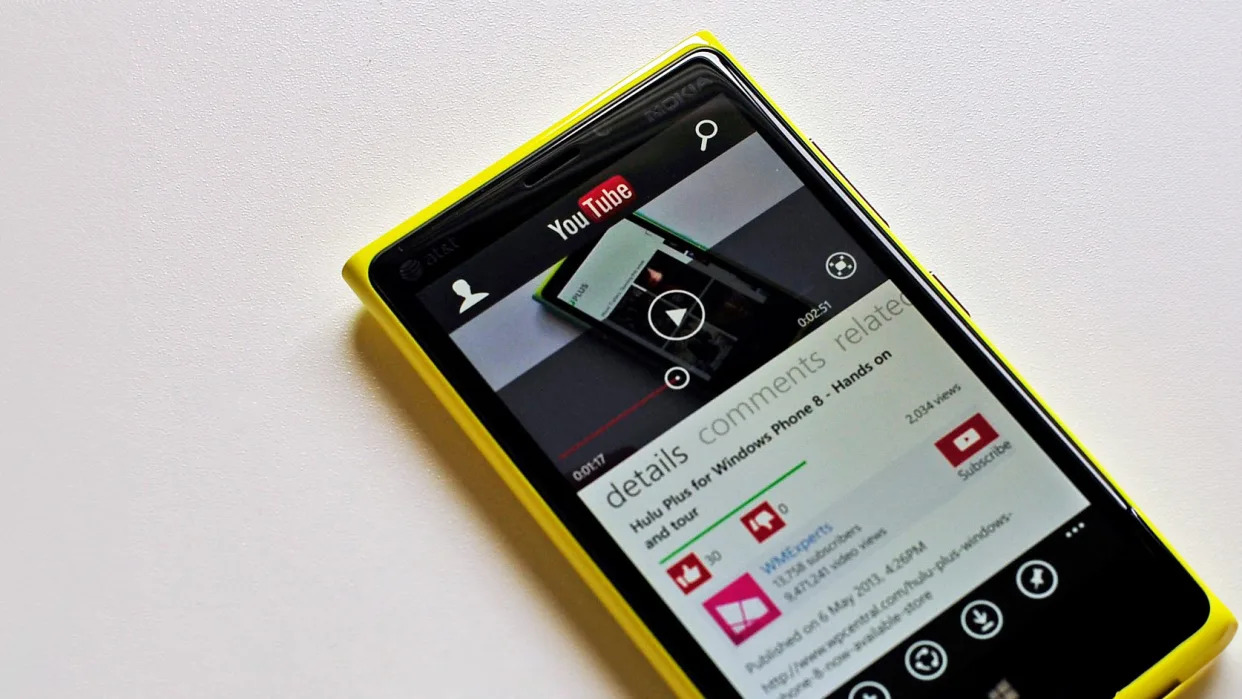 YouTube on Nokia Lumia 920.