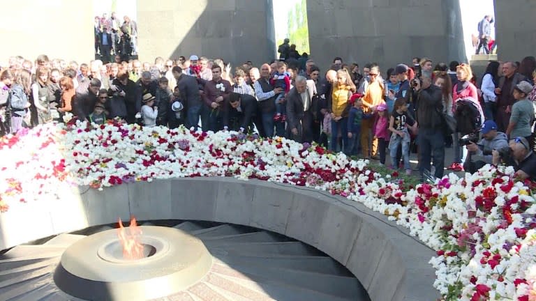 Autoridades de Armenia celebran cada 24 de abril el genocidio armenio (Foto AFP).