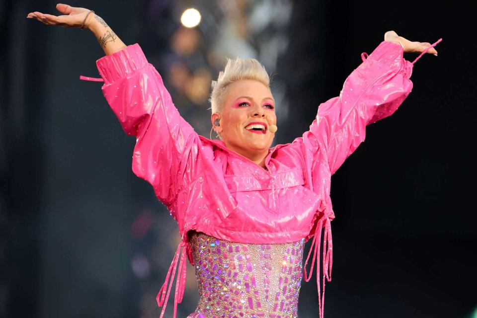 <p>Andreas Rentz/Getty</p> Pink on stage in Berlin