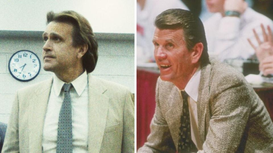 Jason Segal as Paul Westhead, and the real Paul Westhead (Photo credit: HBO, Getty Images)