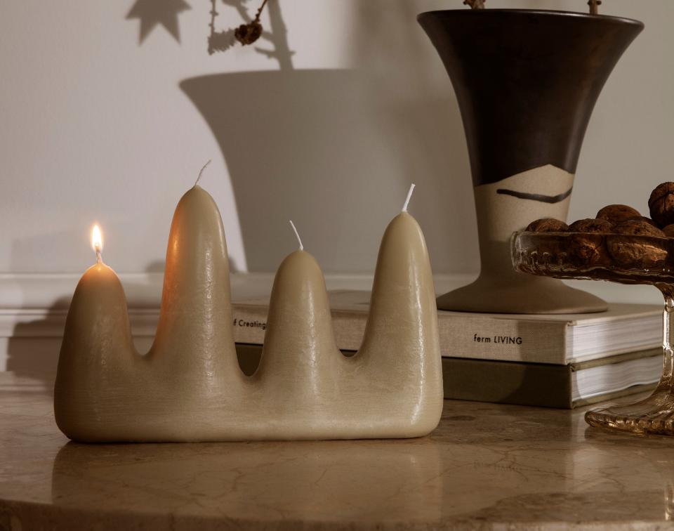 A bedside table candle