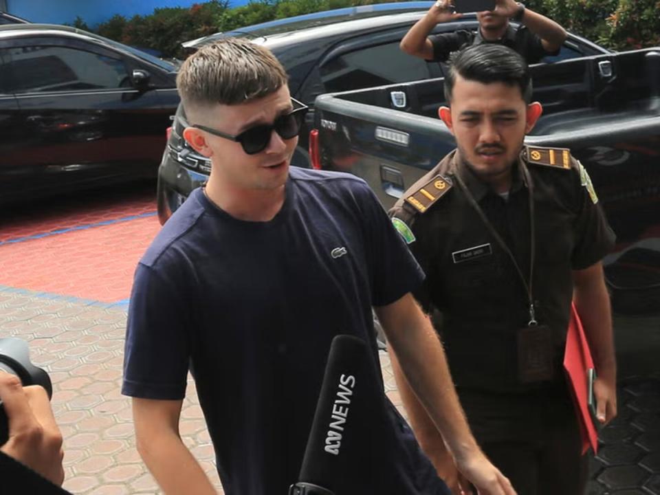 Bodhi Risby-Jone arriving at a local immigration office in Indonesia (AP Photo/Sultan Ikbal Abiyyu)