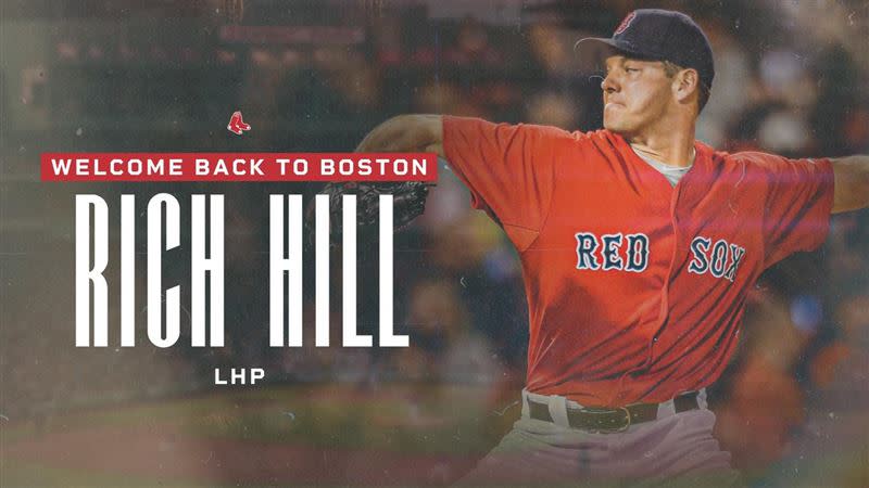 Hill在2022年效力紅襪。（資料照／取自波士頓紅襪FB）