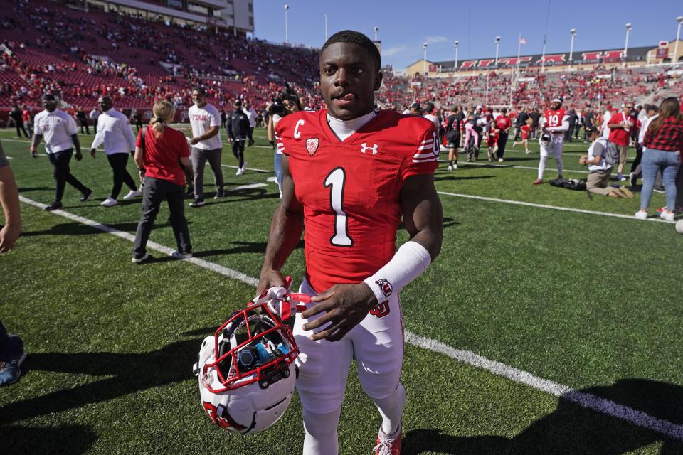 Utah cornerback Clark Phillips III (1) walks off the field following their NCAA college football game against Oregon State, Saturday, Oct. 1, 2022, in Salt Lake City. | Rick Bowmer, Associated Press