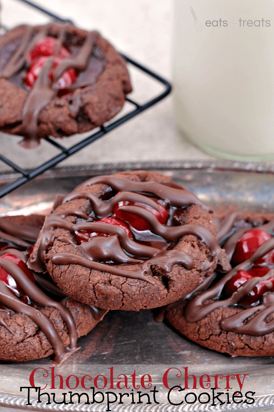 Chocolate Cherry Thumbprint Cookies