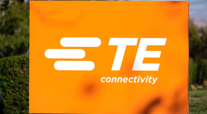 The logo for TE Connectivity (TEL) is seen on a sign.